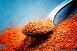 Ground Cayenne Pepper on a Spoon
