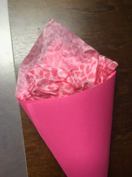 Candy Flower Bouquet - recycled tissue paper stuffed into cone