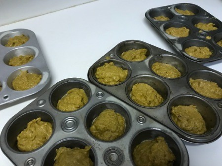 Pumpkin Muffin filled baking tins