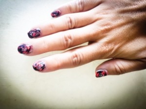 Quick Marbled Nail Art - finished nails