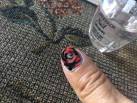 Quick Marbled Nail Art - when dry add a clear coat to fill indentations