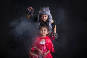 Girls Dressed as Wolf and Red Riding Hood