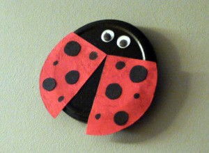 Recycled Metal Lid Ladybird (Ladybug) Wall Decoration - finished ladybug wall decoration