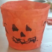 Tissue Paper Covered Jack-o-Lantern Treat Cup