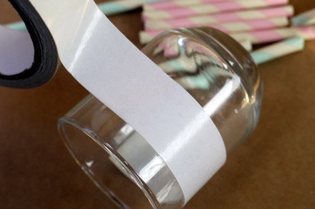 Drinking Straw Candleholder - wrap a length of double sided tape around the glass