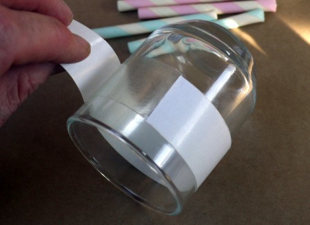 Drinking Straw Candleholder - peel the paper off of the tape