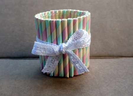Drinking Straw Candleholder - leave as is or add a decoration of your choice such as a lacy bow