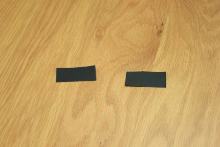 Halloween Frankenstein Soda Bottle Craft - black rectangles for eyebrows