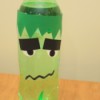 Halloween Frankenstein Soda Bottle Craft - tape mouth in place