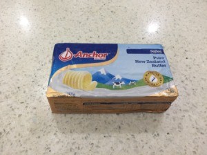 A package of butter from New Zealand.