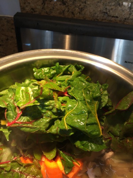 chard added to pot