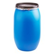 Blue 50 Gallon Plastic Barrel
