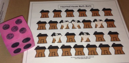 Haunted House Math Mat - roll die and place ghost on mat