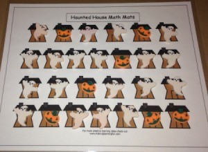 Haunted House Math Mat - game in play