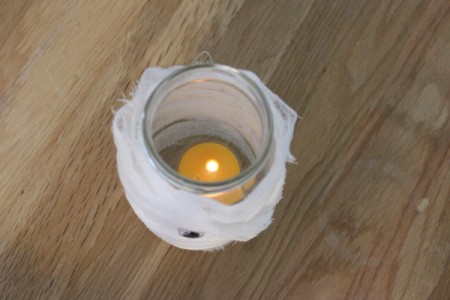 Halloween Mummy Jar Decoration - tea candle inside