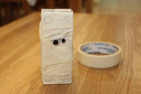 Halloween Mummy Juice Box - masking tape box