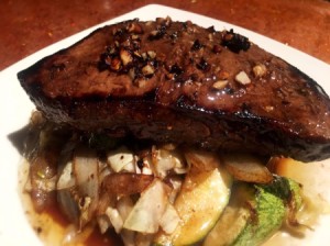 Balsamic Crispy Garlic Steak on plate