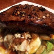 Balsamic Crispy Garlic Steak on plate