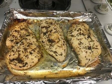 Seasoned Baked Chicken Breasts on baking tray