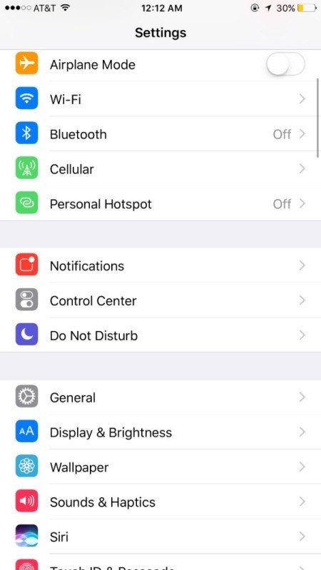 Organize Your Phone with Shortcuts - The settings screen.