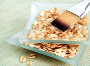 Two small glass square dishes filled with oatmeal mixture.