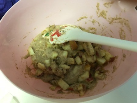 apples added to batter
