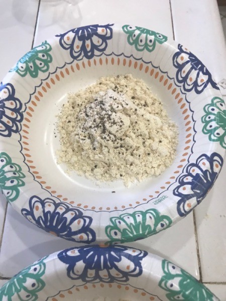 peppered flour in a bowl