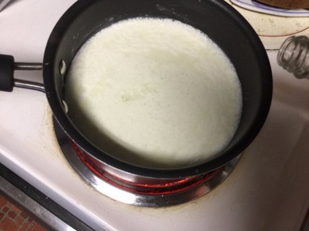 milk in sauce pan on burner