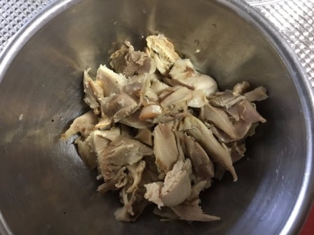 cooked chicken removed from bones