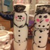 Waving Snowman Candles - finished drawings on two of the candles
