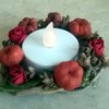Autumn Tea Light Candle Wreath - finished wreath with flameless candle