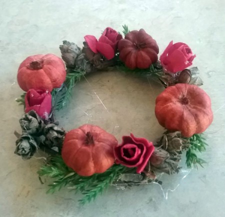 Autumn Tea Light Candle Wreath - attach paper flowers