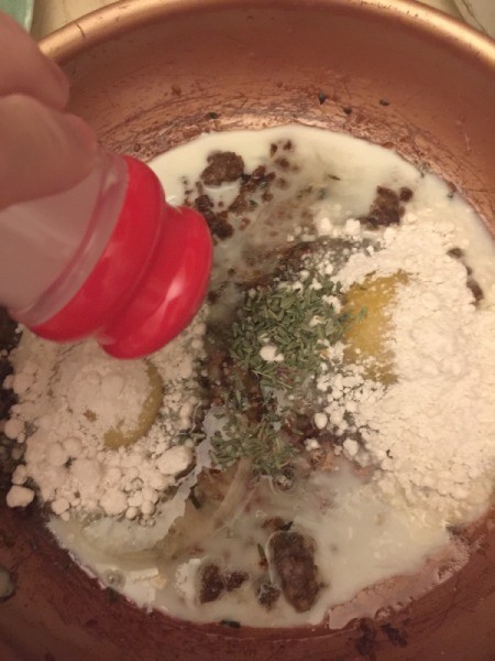 adding salt to skillet