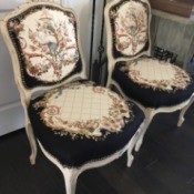 Determining the Value of Vintage Chairs  - white chairs with formal floral patterned upholstery