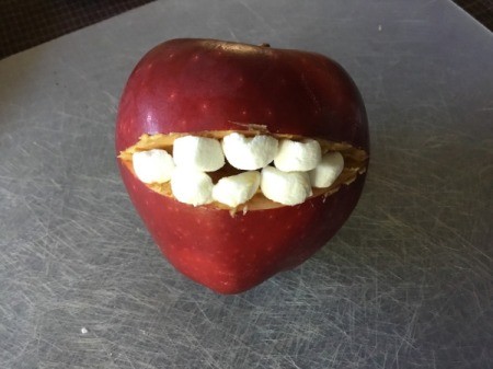 Fruit Monsters - arrange marshmallows to make teeth