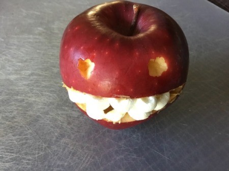 Fruit Monsters - cut two shallow little holes for the eyes