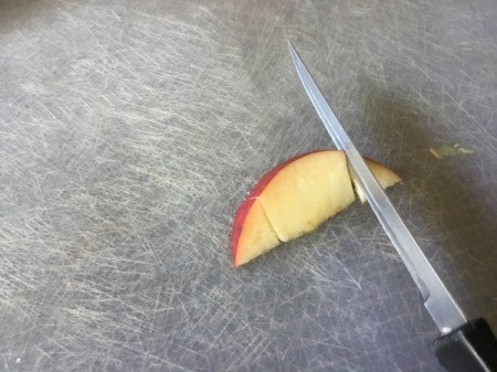 Fruit Monsters - cut ends off the apple wedge to make ears for the pear