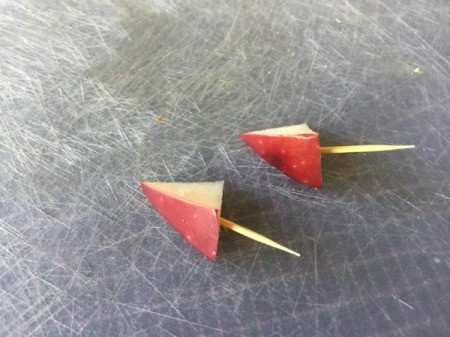 Fruit Monsters - stick toothpicks into apple ears and secure on pear