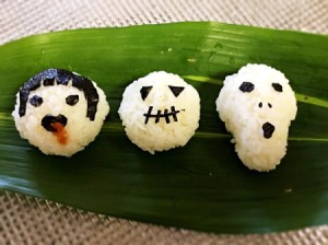 Halloween Rice Balls - decorated rice ball shapes