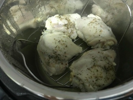 Finished Chicken Thighs in Pressure Cooker