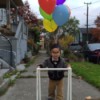 "Up" Old Man Halloween Costume - young boy in PVC pipe walker