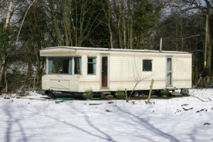 Trailer Home in The snow