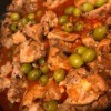 Chicken with Green Olives in pan
