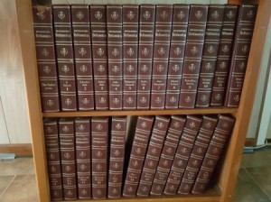 Value of Encyclopedia Britannica - volumes on bookshelf