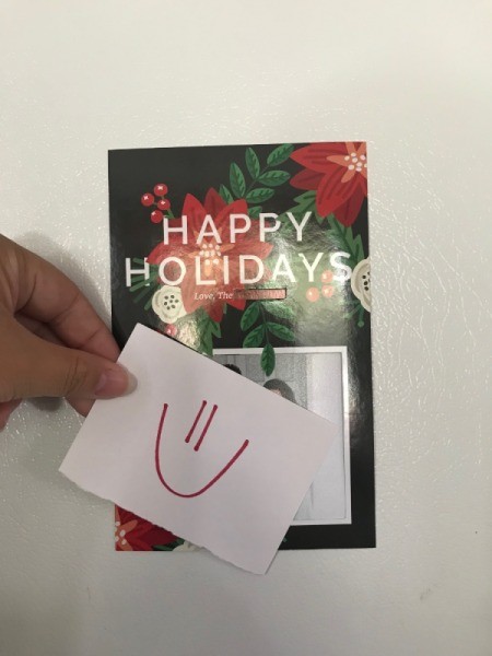Repurpose Free Sample Holiday Cards - measure space for cutting your photo to fit