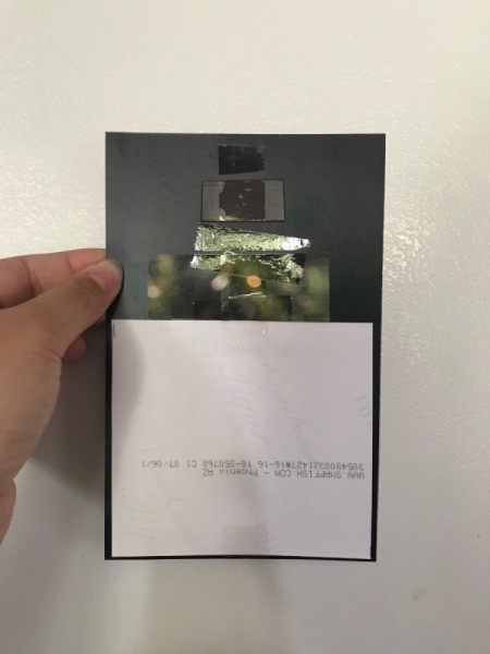 Repurpose Free Sample Holiday Cards - tape on magnetic strip and photo