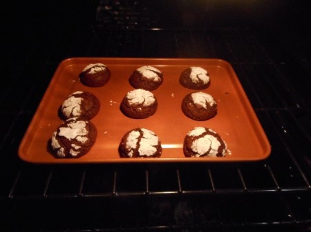 Chocolate Crinkles baked on sheet