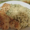 Marinated Chicken with Pesto Angel Hair Pasta on plate