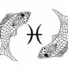 Pisces Adult Coloring Page - two fish pisces symbol