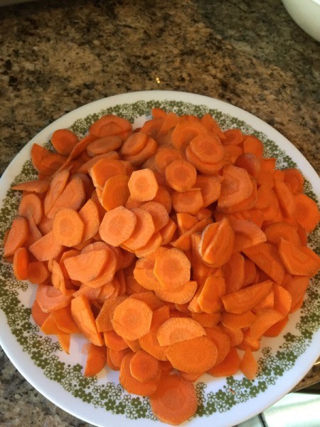 cut carrots in bowl